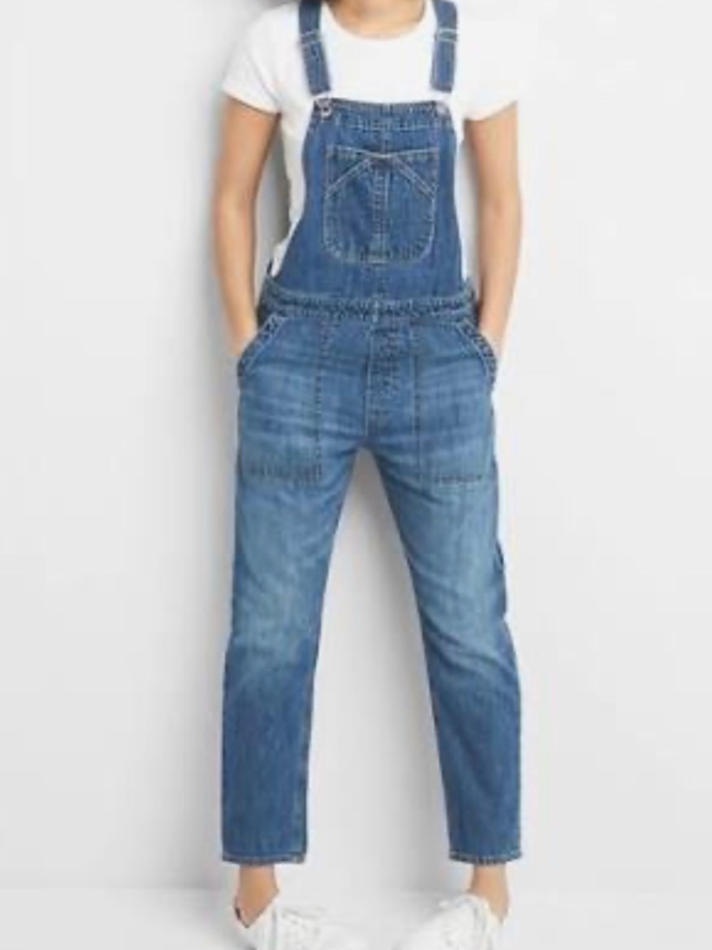 GAP Crop Overalls - Medium Indigo Wash - XS